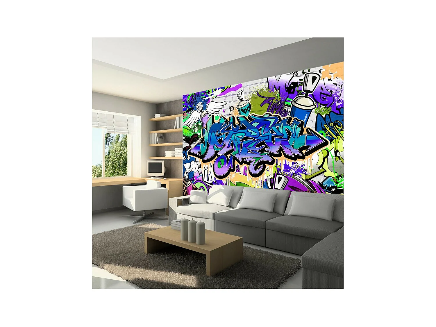 Papier Peint "Graffiti : Violet Theme" 210 x 300 cm