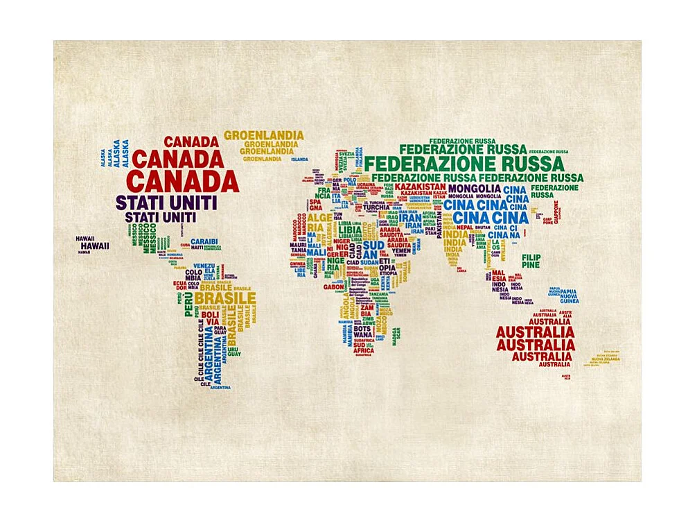 Papier Peint "Carte en Italien" 193 x 250 cm