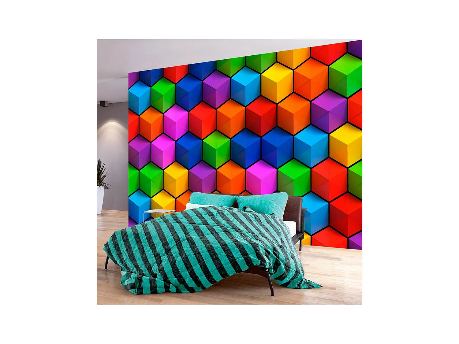 Papier Peint "Colorful Geometric Boxes" 70 x 100 cm