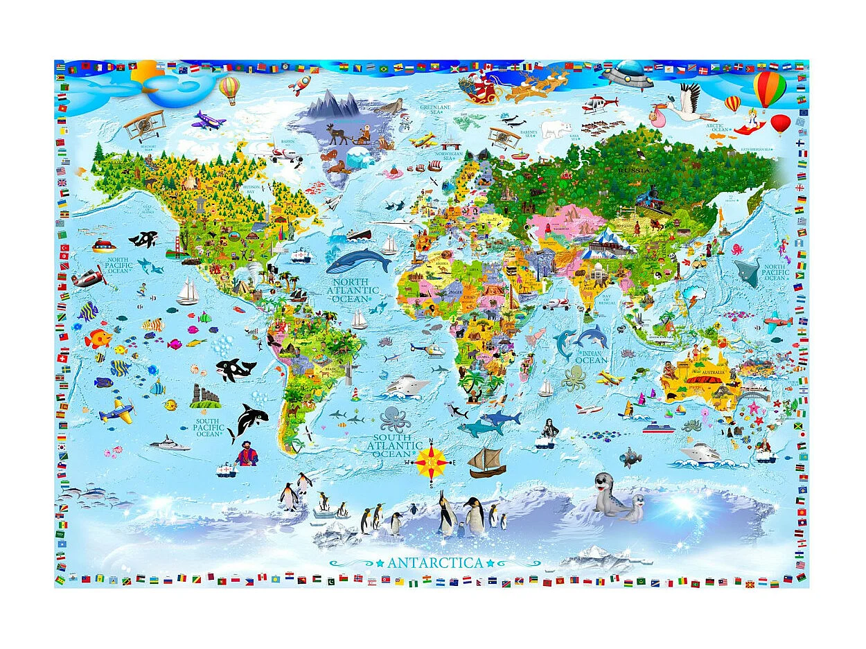 Papier Peint "World Map for Kids" 140 x 200 cm