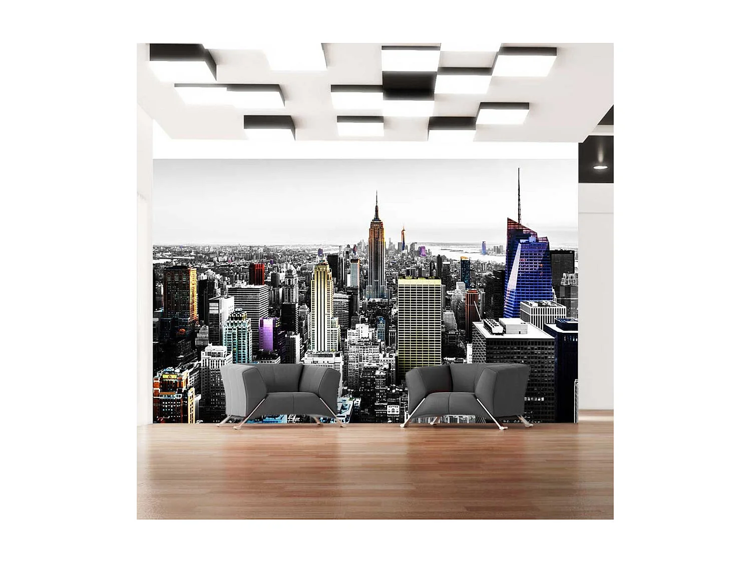 Papier Peint "Iridescent Skyscrapers" 70 x 100 cm