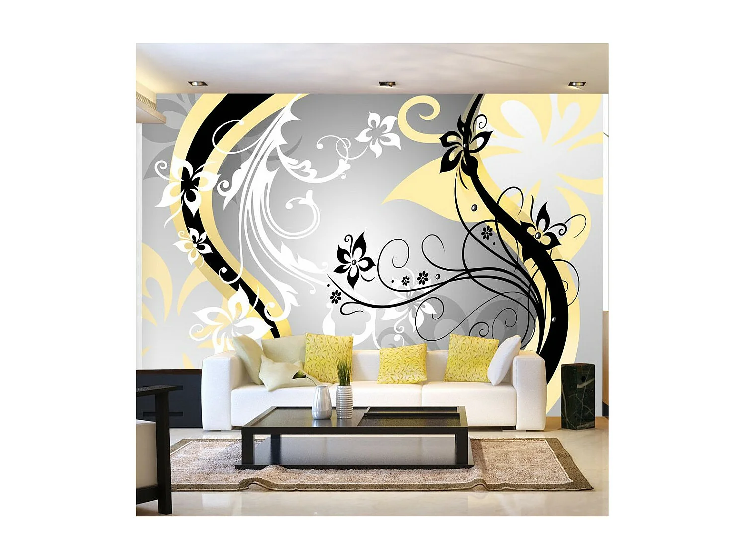 Papier Peint "Art Flowers Yellow" 140 x 200 cm