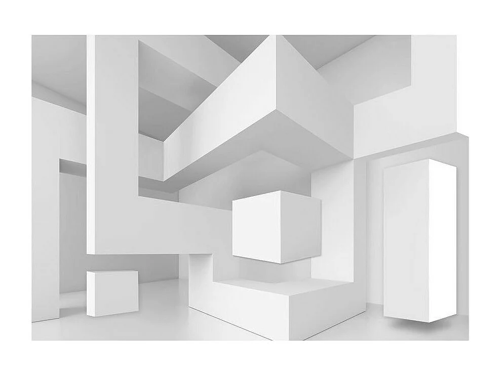 Papier Peint "White Geometry" 175 x 250 cm