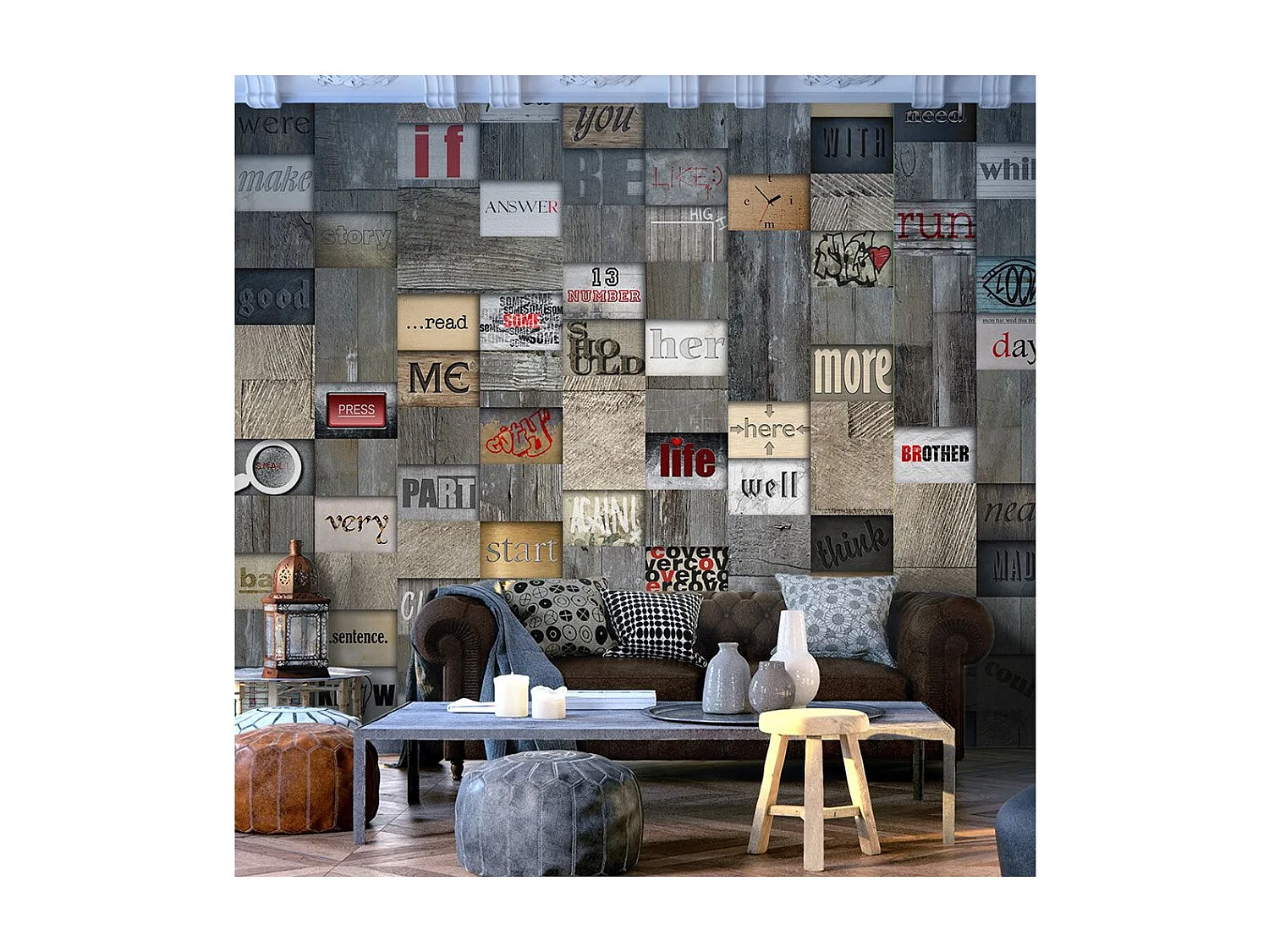 Papier Peint "Wooden Inscription" 50x1000cm