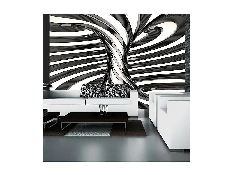 Papier Peint "Black & White Swirl" 210 x 300 cm