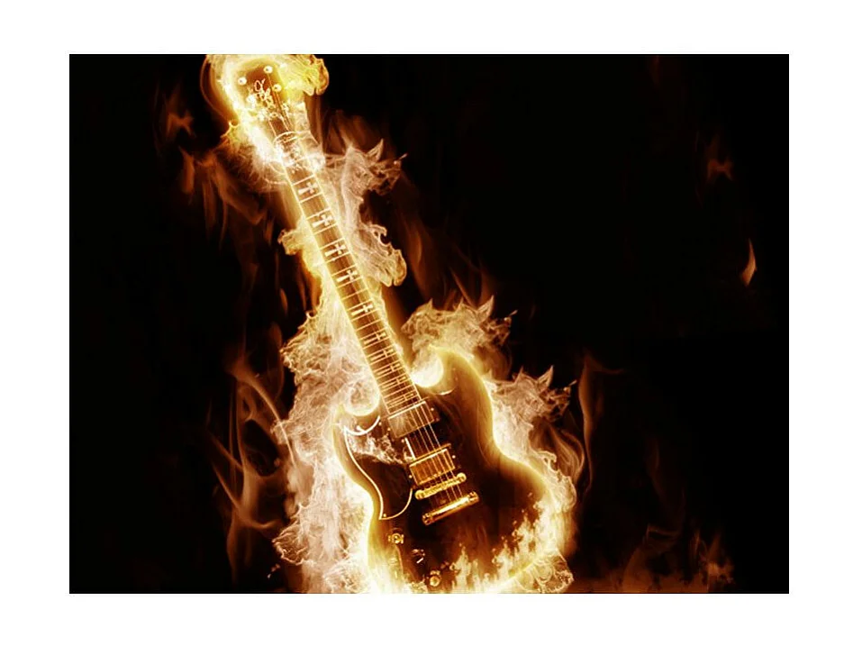 Papier Peint "Guitare en Flammes" 193 x 250 cm