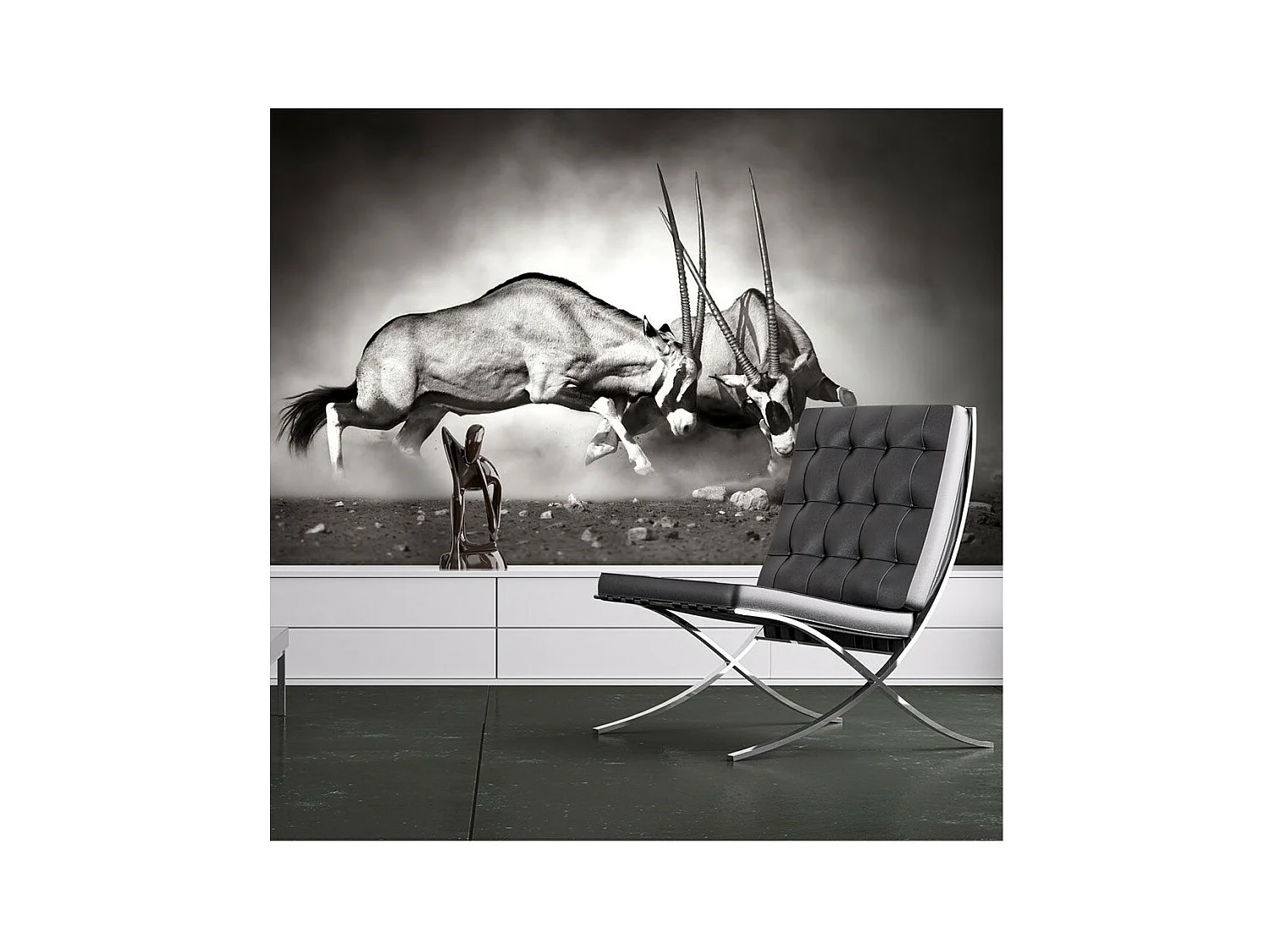 Papier Peint "Gazelles en Lutte, Dunes de la Namibie" 154 x 200 cm