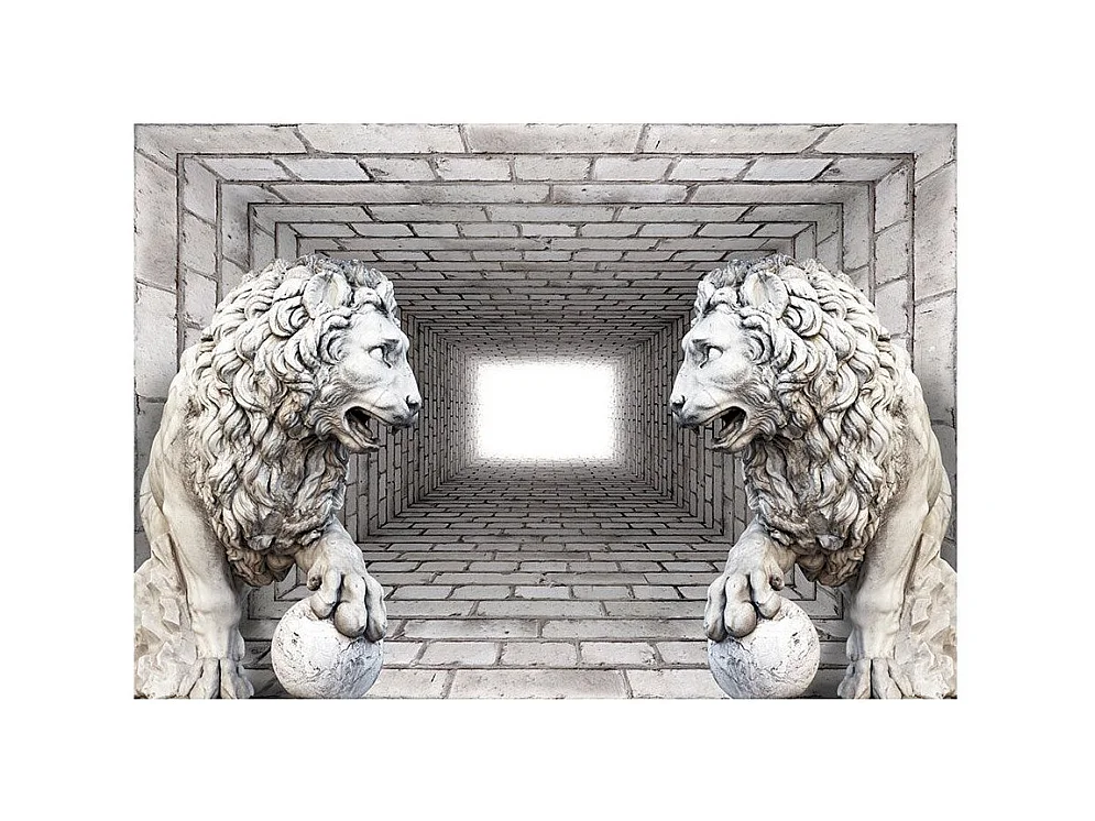 Papier Peint "Lions de Pierre" 140 x 200 cm