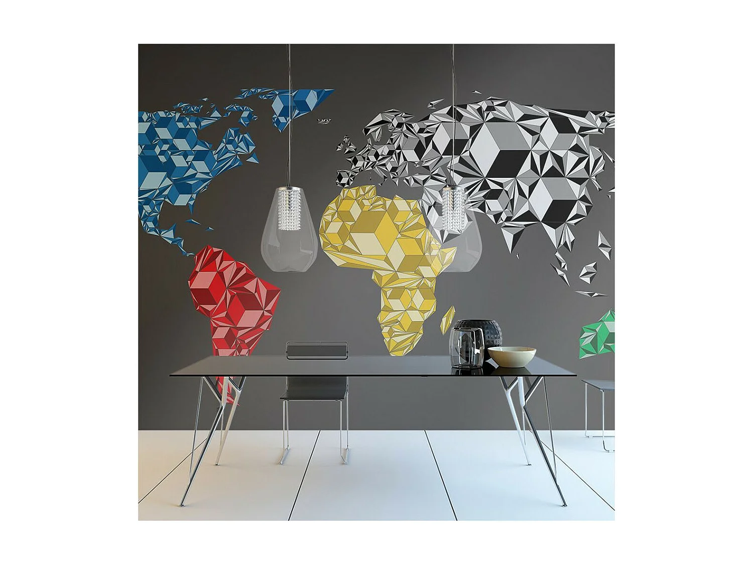 Papier Peint "Map of the World Colorful Solids" 231 x 300 cm