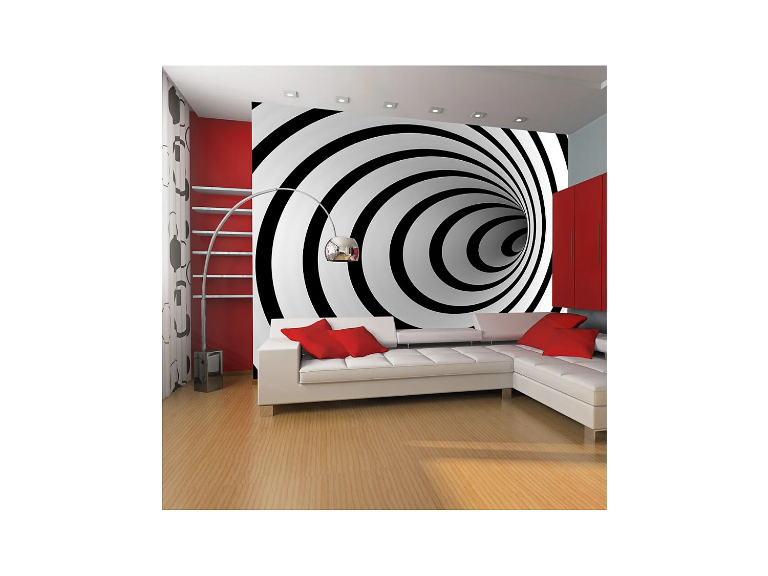 Papier Peint "Tunnel 3D Noir & Blanc" 193 x 250 cm