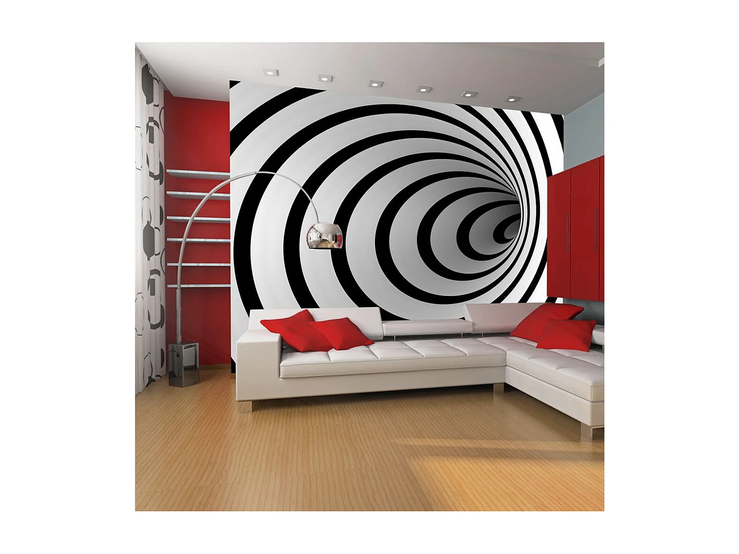 Papier Peint "Tunnel 3D Noir & Blanc" 193 x 250 cm