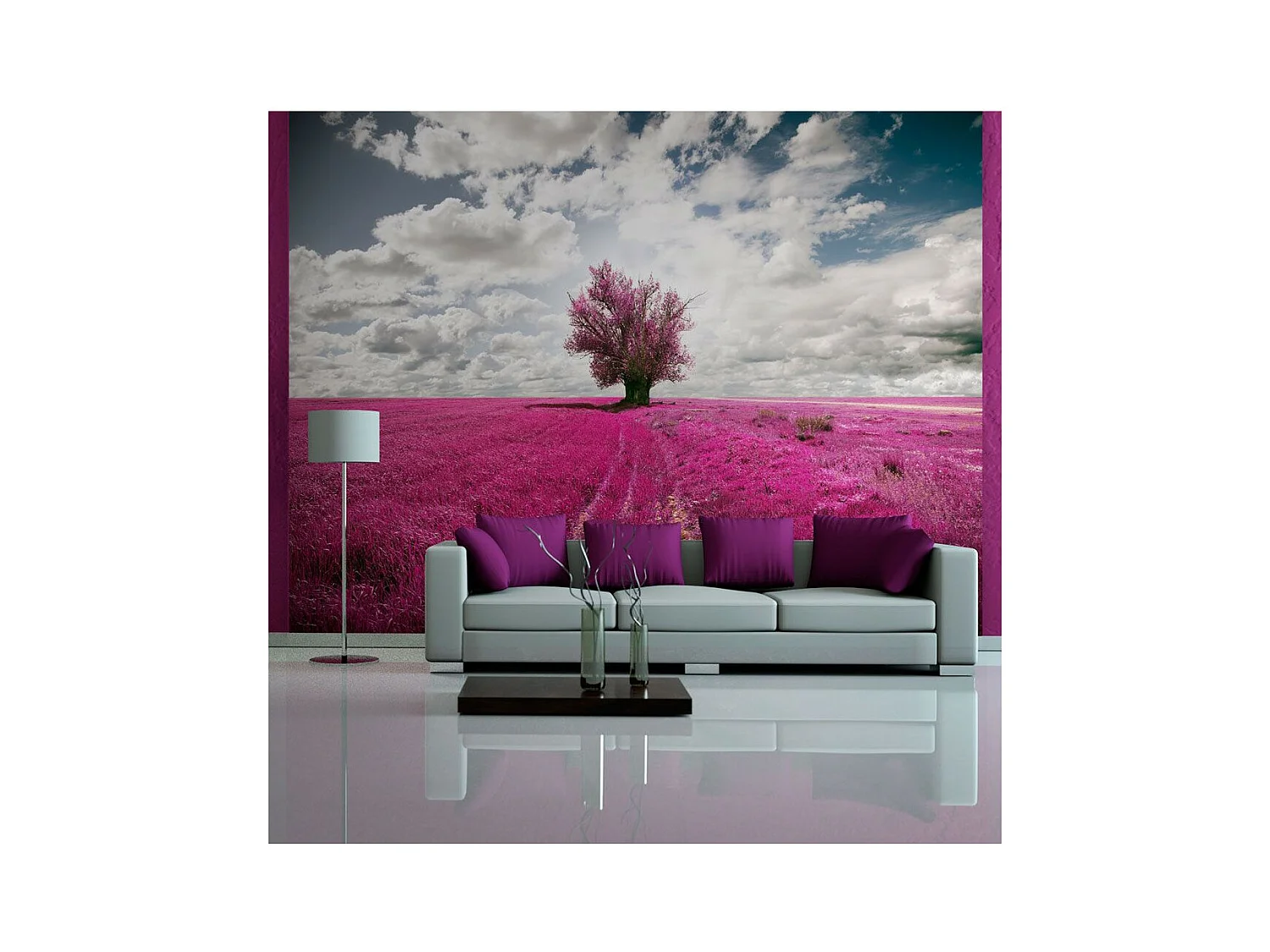 Papier Peint "Prairie Couleur Fuschia" 270 x 350 cm