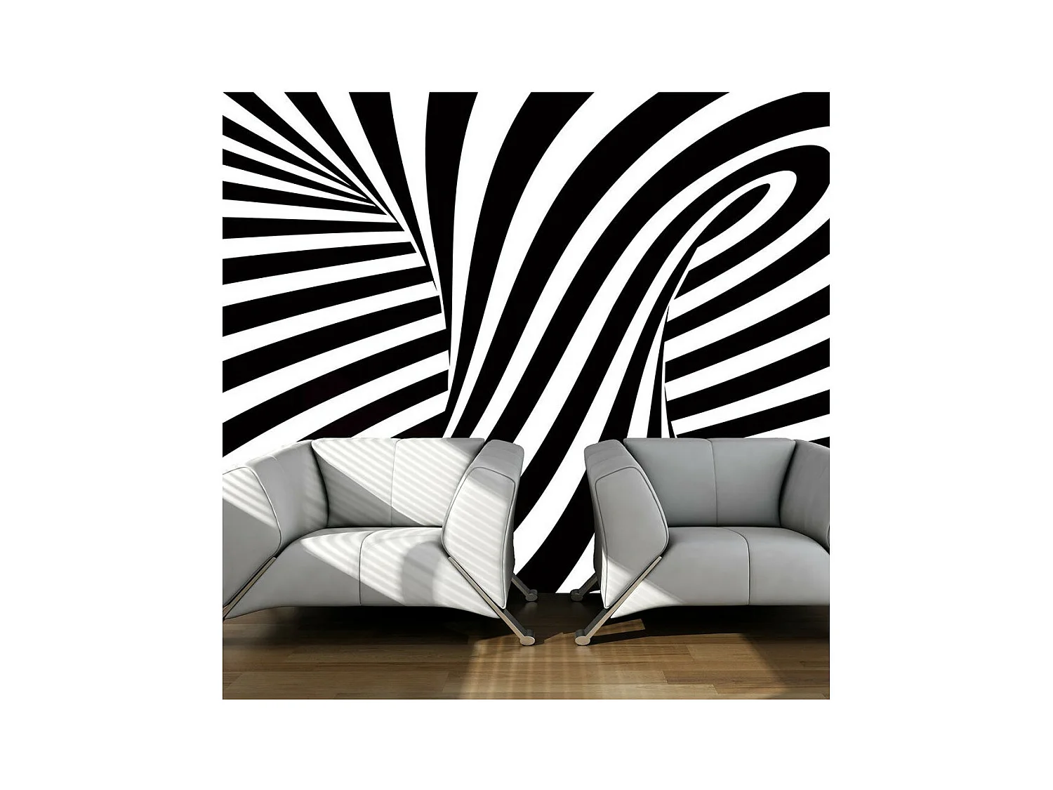 Papier Peint "Art Optique : Noir & Blanc" 270 x 350 cm