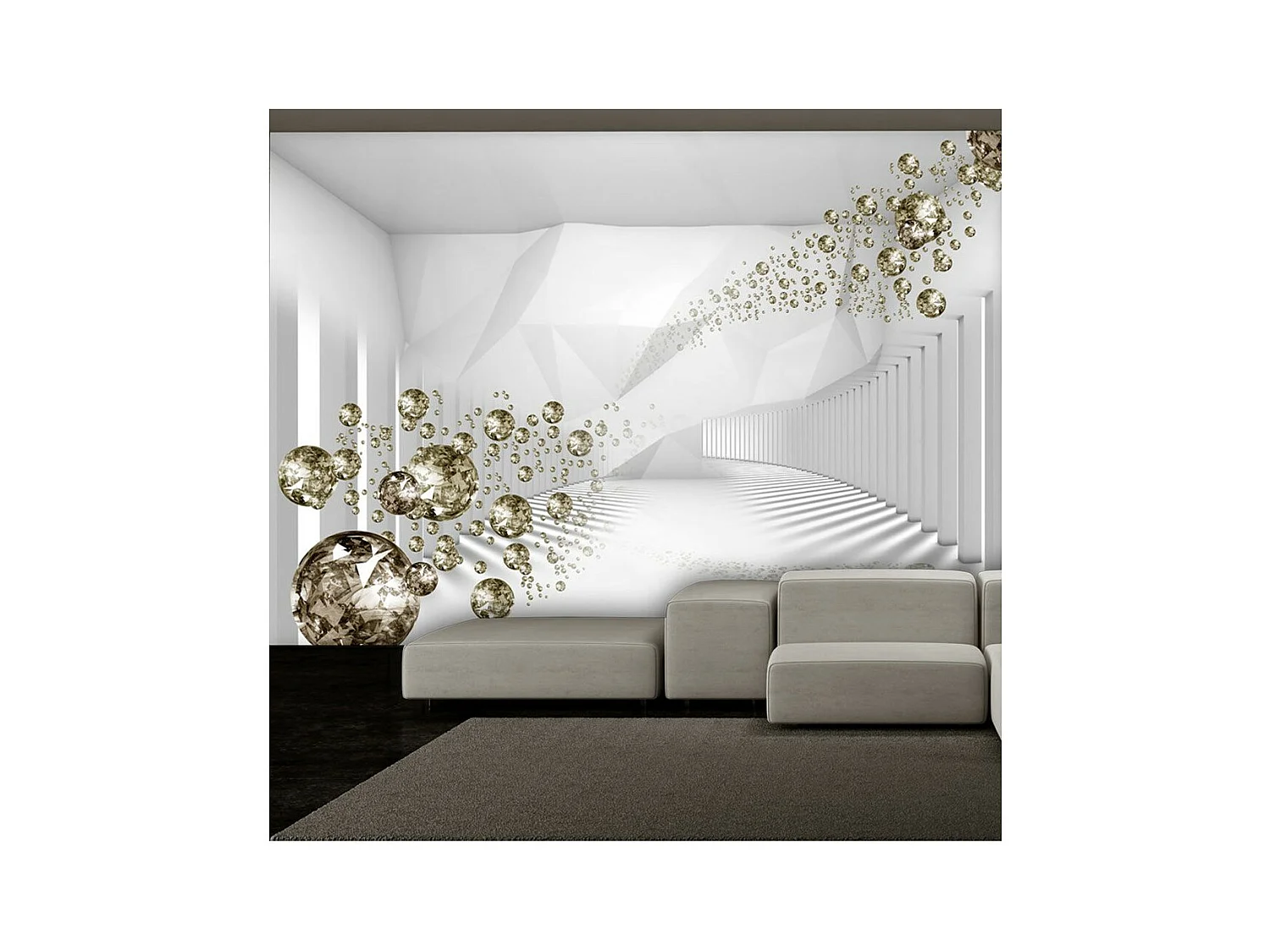 Papier Peint "Diamond Corridor Grey" 105 x 150 cm