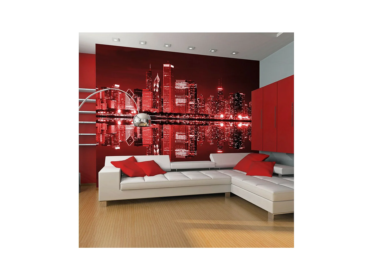 Papier Peint "Chicago Couleur du Vin Rouge" 193 x 250 cm