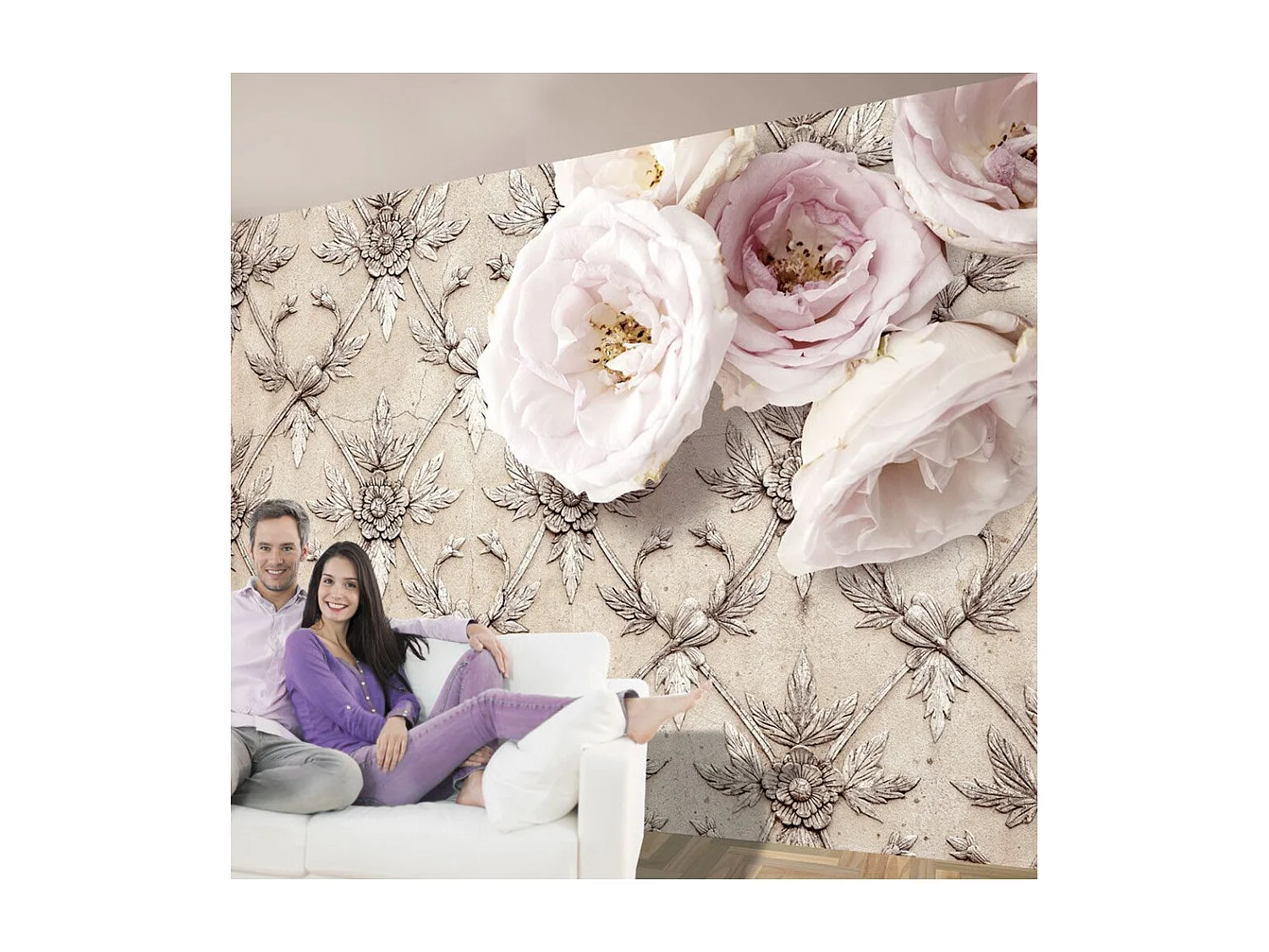 Papier Peint "Romantic Beige" 175 x 250 cm