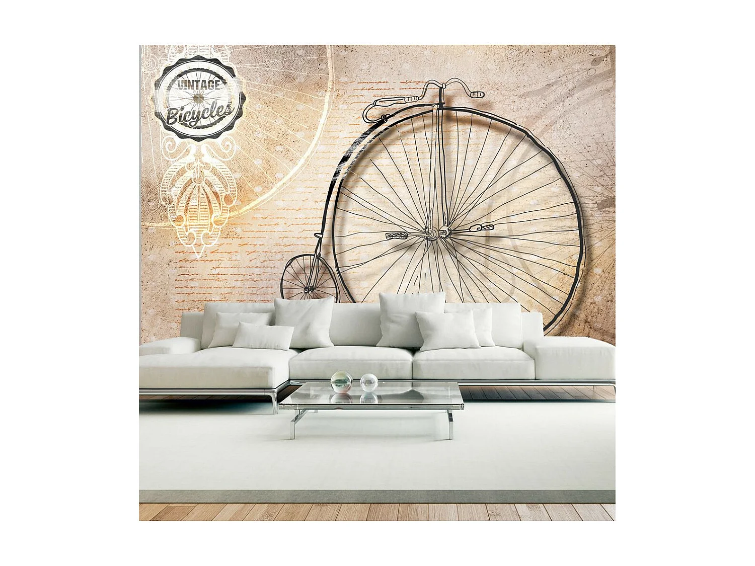 Papier Peint "Vintage Bicycles Sepia" 245 x 350 cm