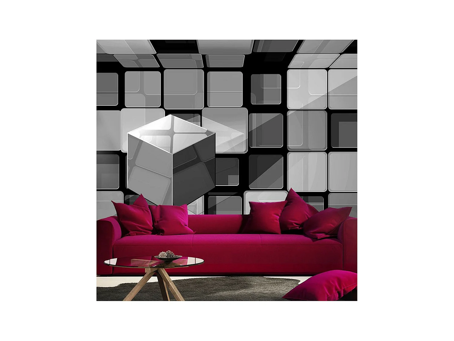 Papier Peint "Cube in Gray" 140 x 200 cm