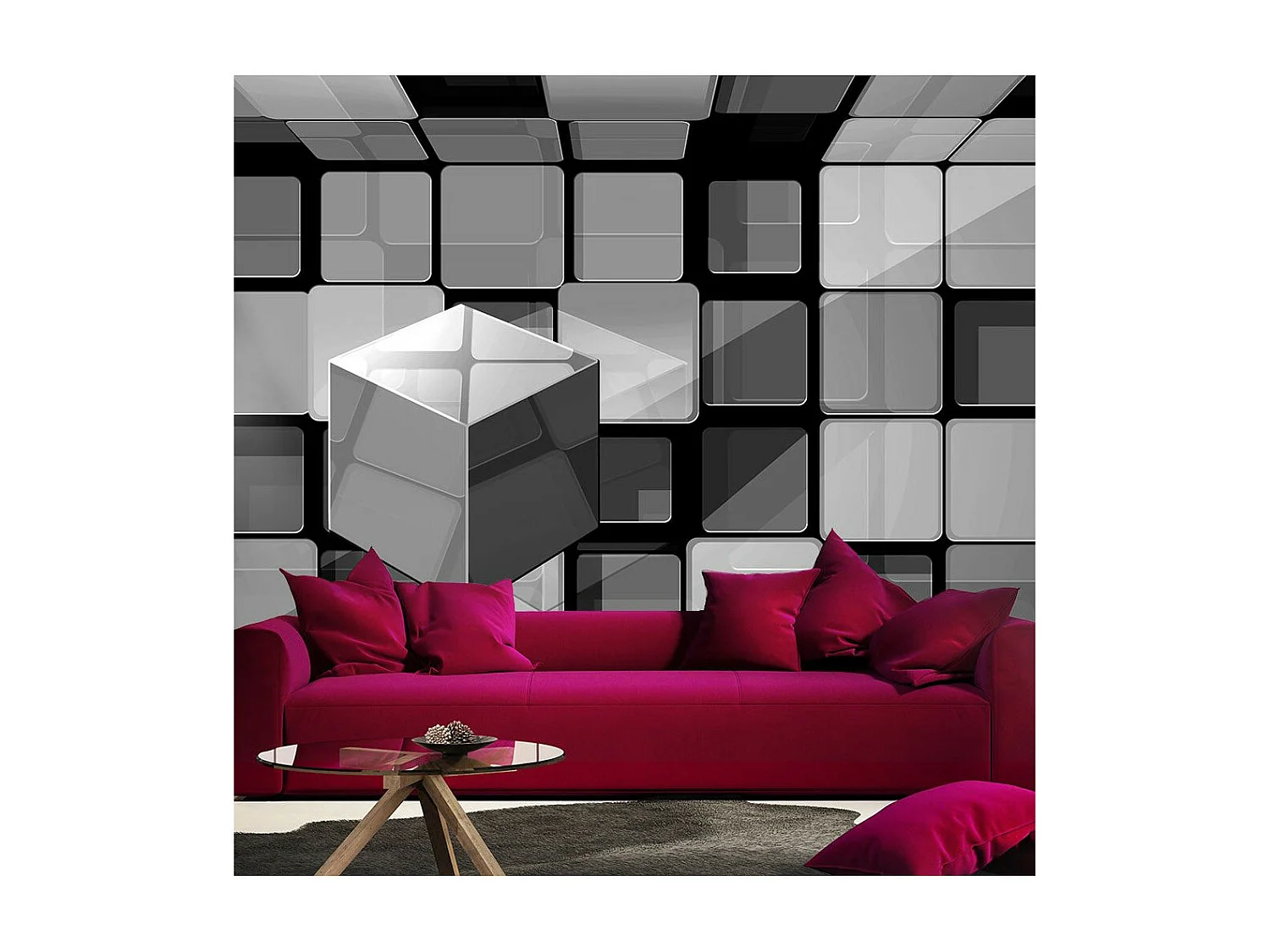 Papier Peint "Cube in Gray" 140 x 200 cm