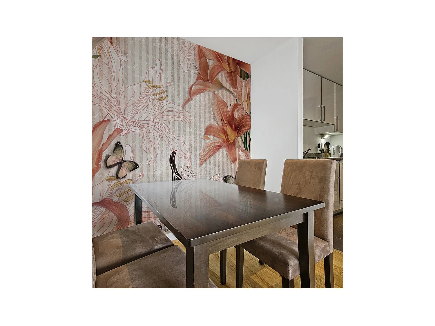 Papier Peint "Fleurs & Papillons" 231 x 300 cm