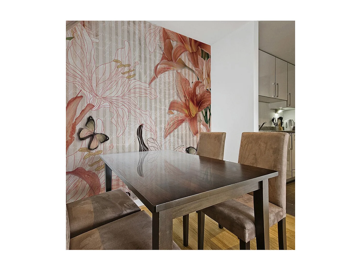 Papier Peint "Fleurs & Papillons" 231 x 300 cm