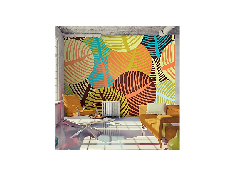 Papier Peint "Collage : Feuilles" 154 x 200 cm