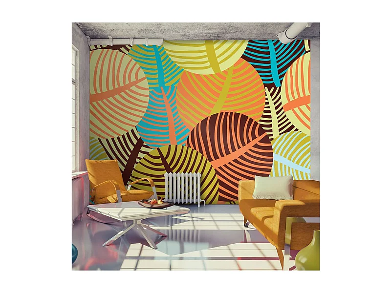 Papier Peint "Collage : Feuilles" 154 x 200 cm