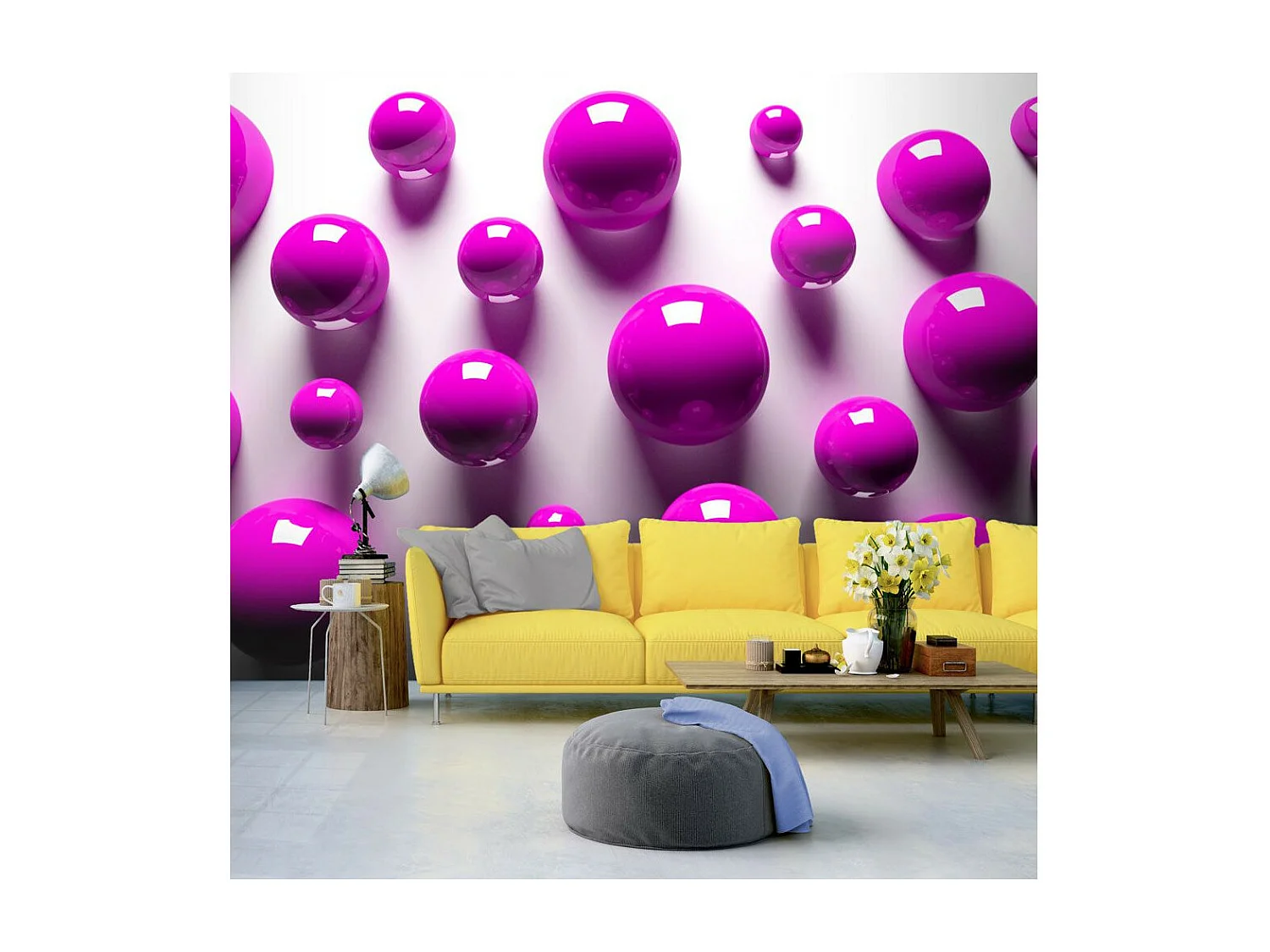 Papier Peint "Purple Balls" 210 x 300 cm