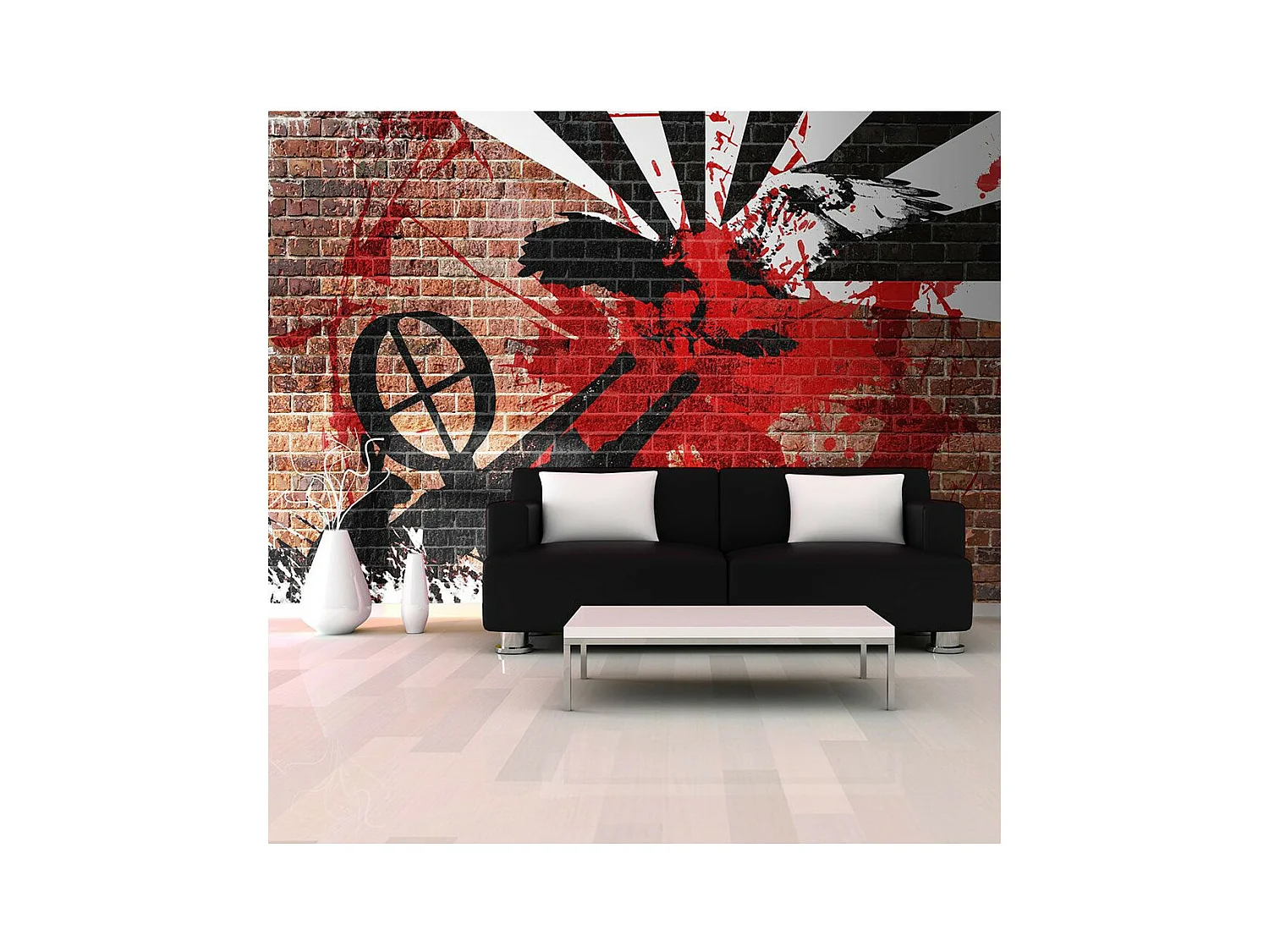 Papier Peint "Graffiti sur un Mur de Brique" 270 x 350 cm