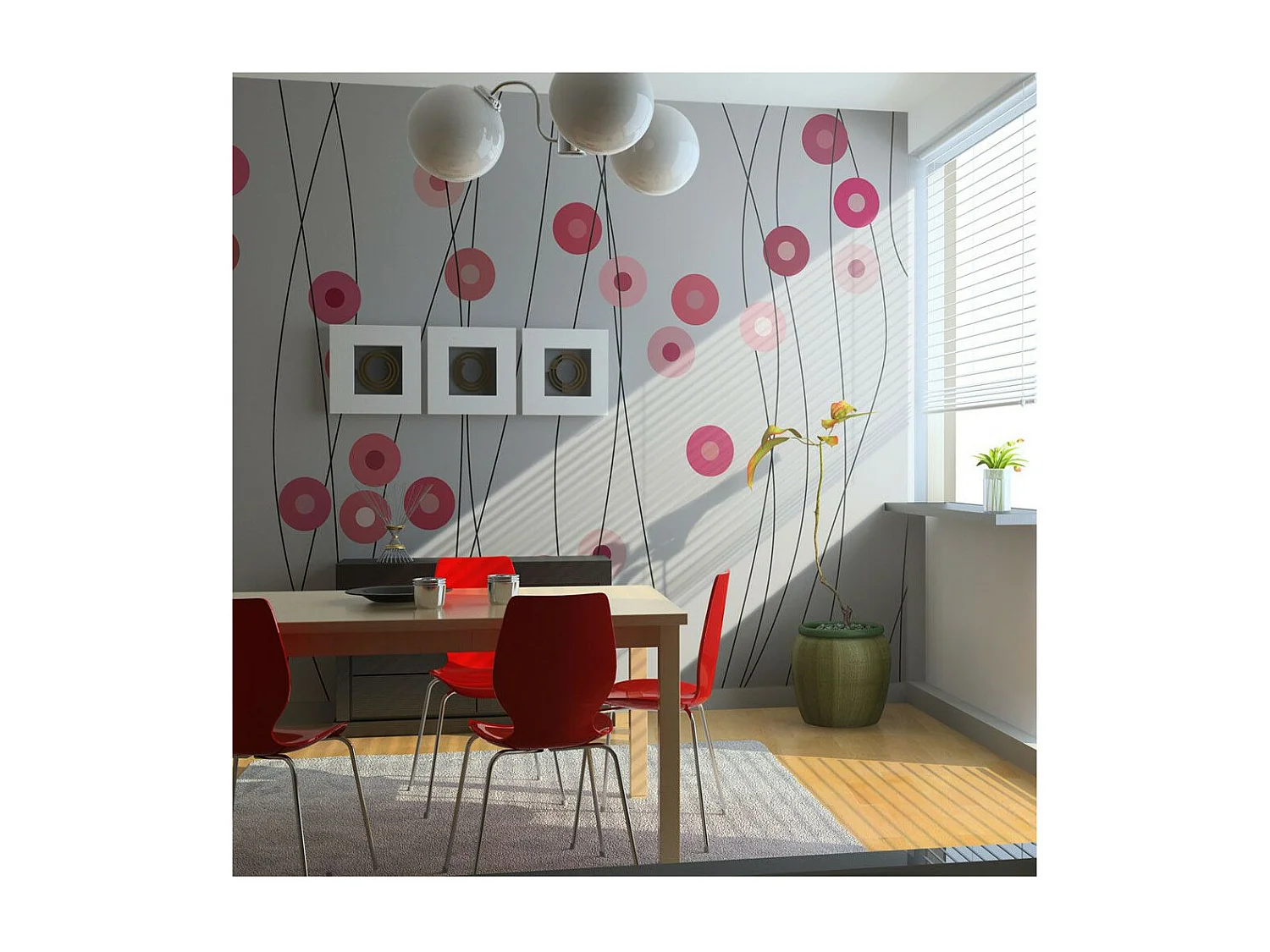 Papier Peint "Boutons Roses" 193 x 250 cm