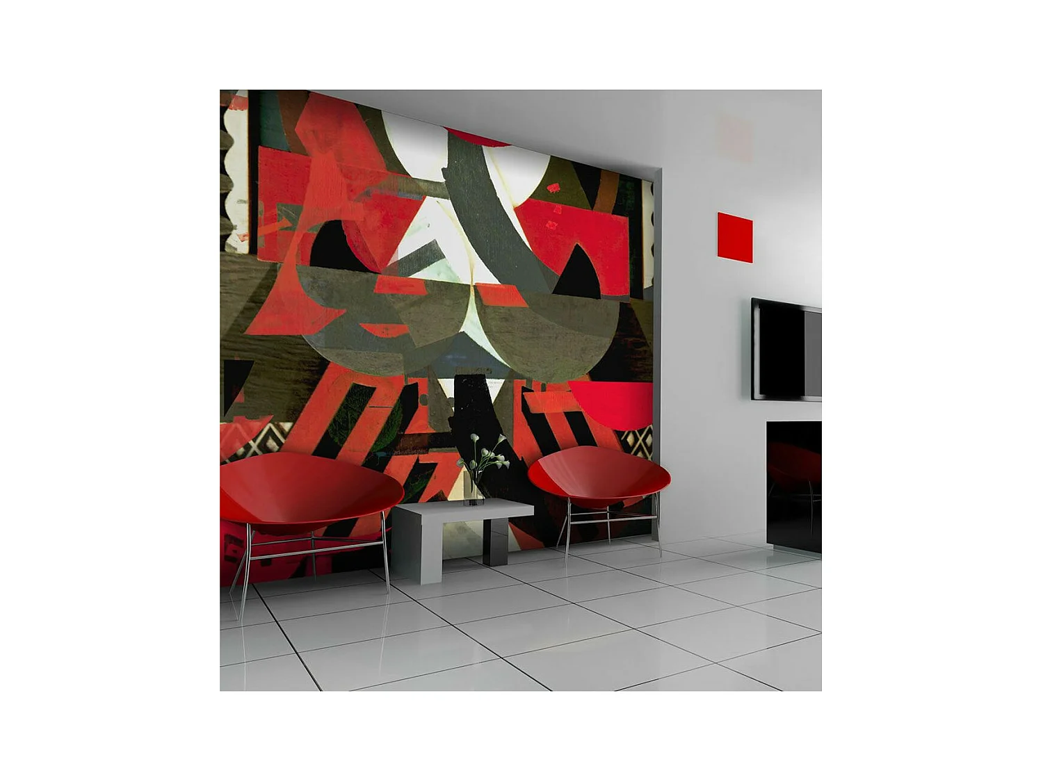 Papier Peint "Composition Artistique en Rouge" 270 x 350 cm