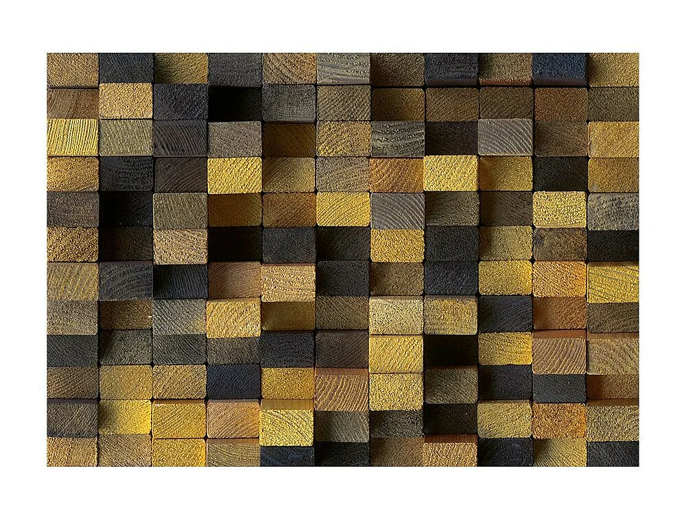 Papier Peint "Wooden Cubes" 70 x 100 cm