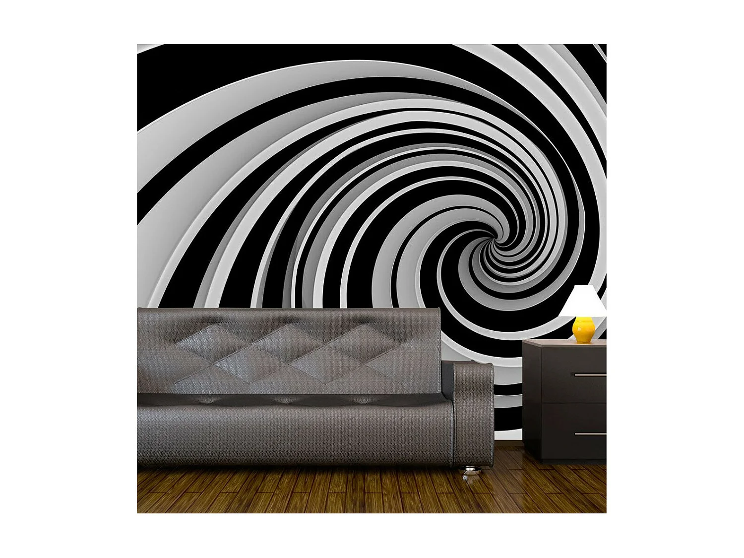 Papier Peint II "Black & White Swirl" 270 x 350 cm