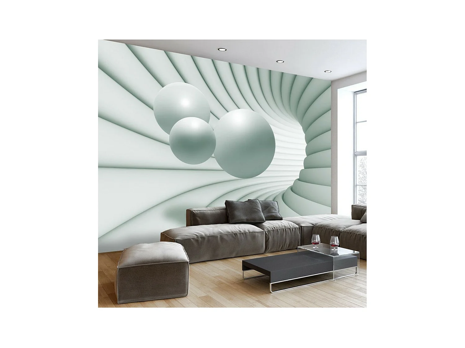 Papier Peint "In the Green Tunnel" 70 x 100 cm