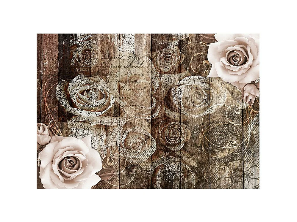 Papier Peint "Old Wood & Roses" 140 x 200 cm