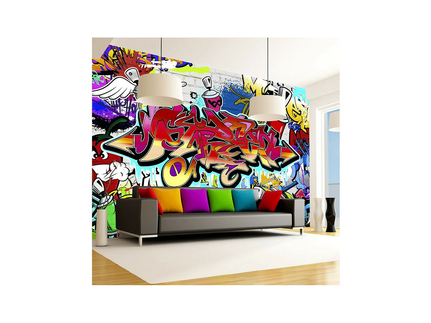 Papier Peint "Street Art Red Theme" 140 x 200 cm