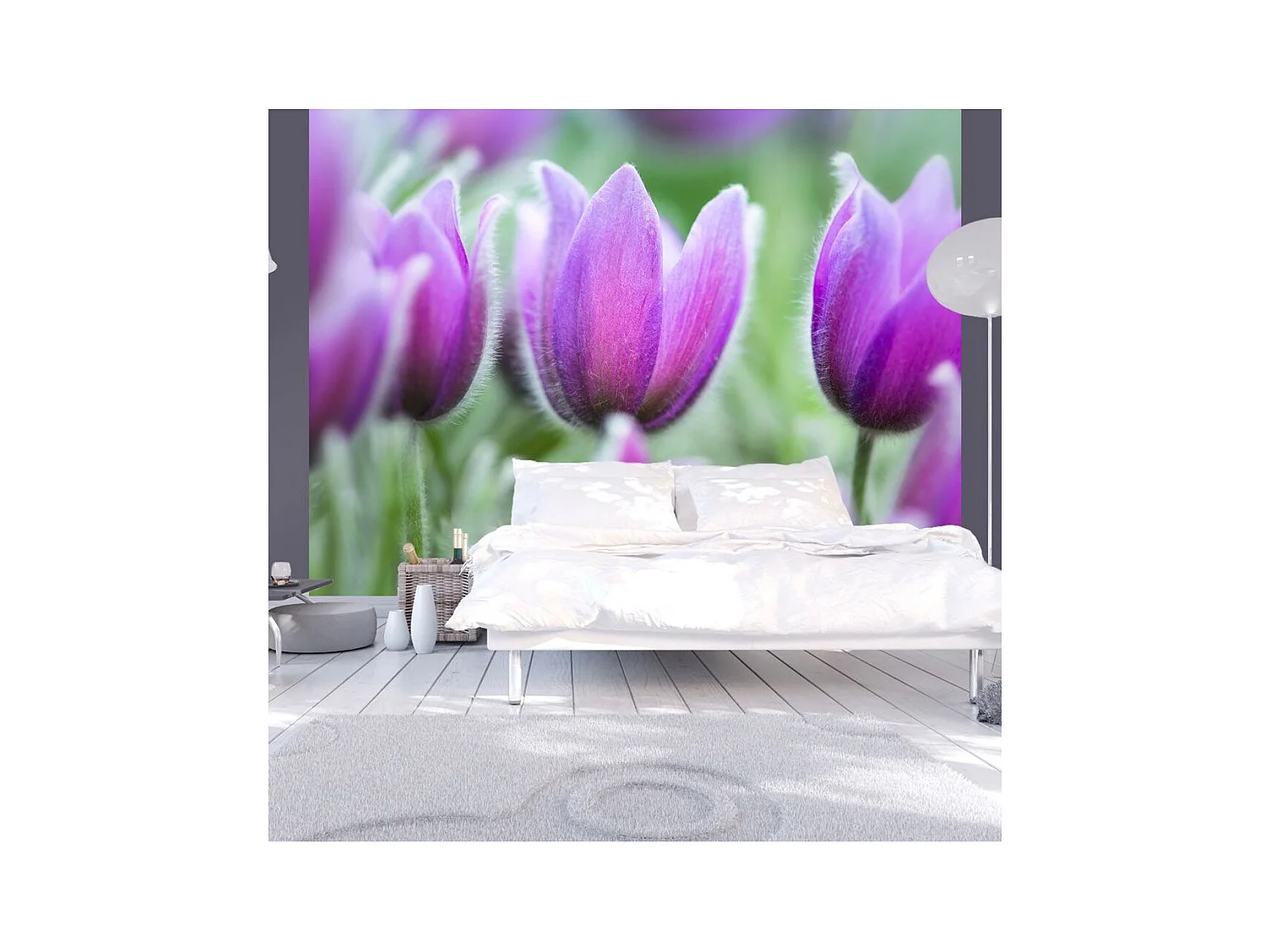 Papier Peint "Tulipes Violettes au Printemps" 270 x 350 cm