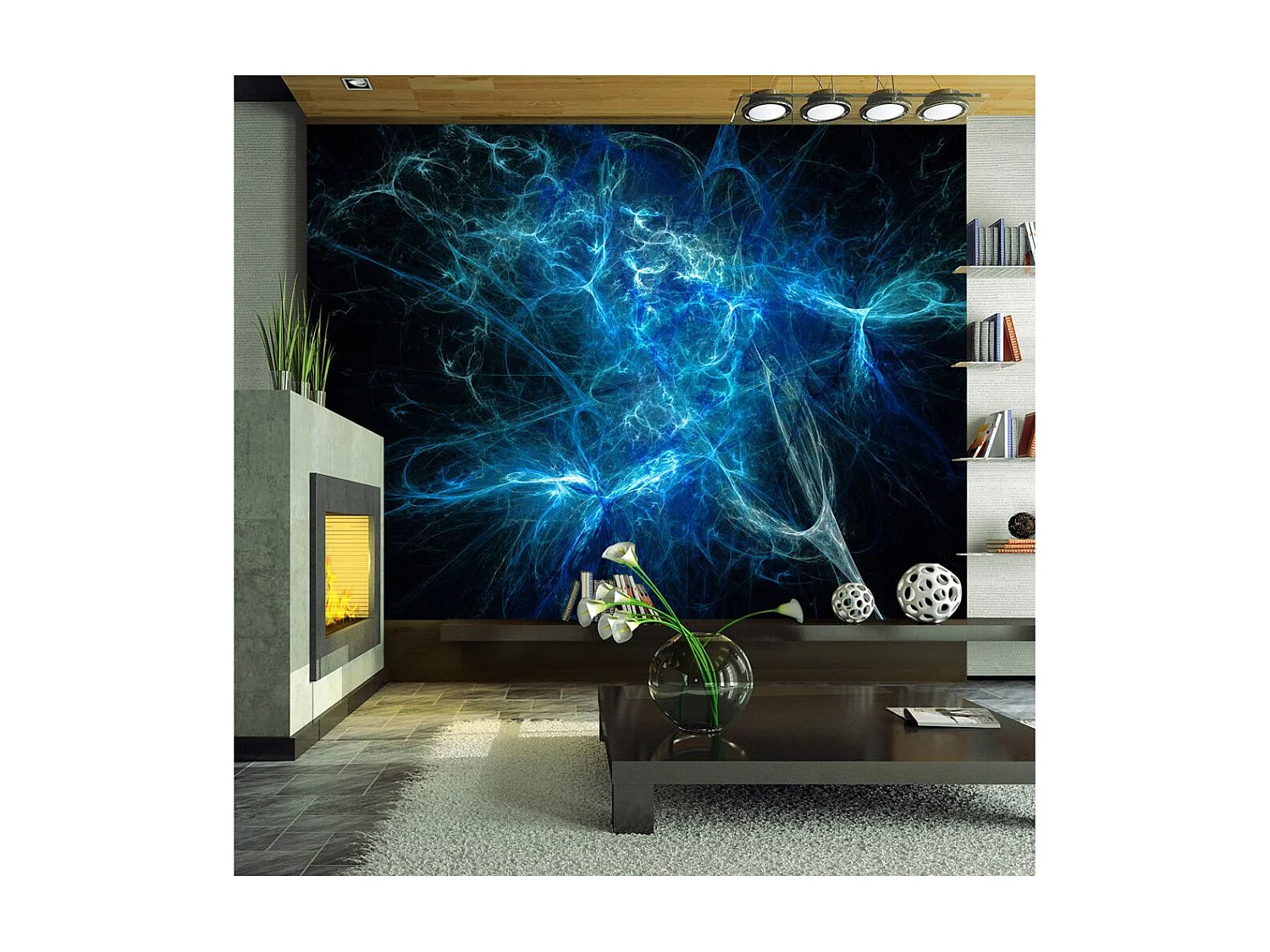 Papier Peint "Éclairs Bleus" 270 x 350 cm