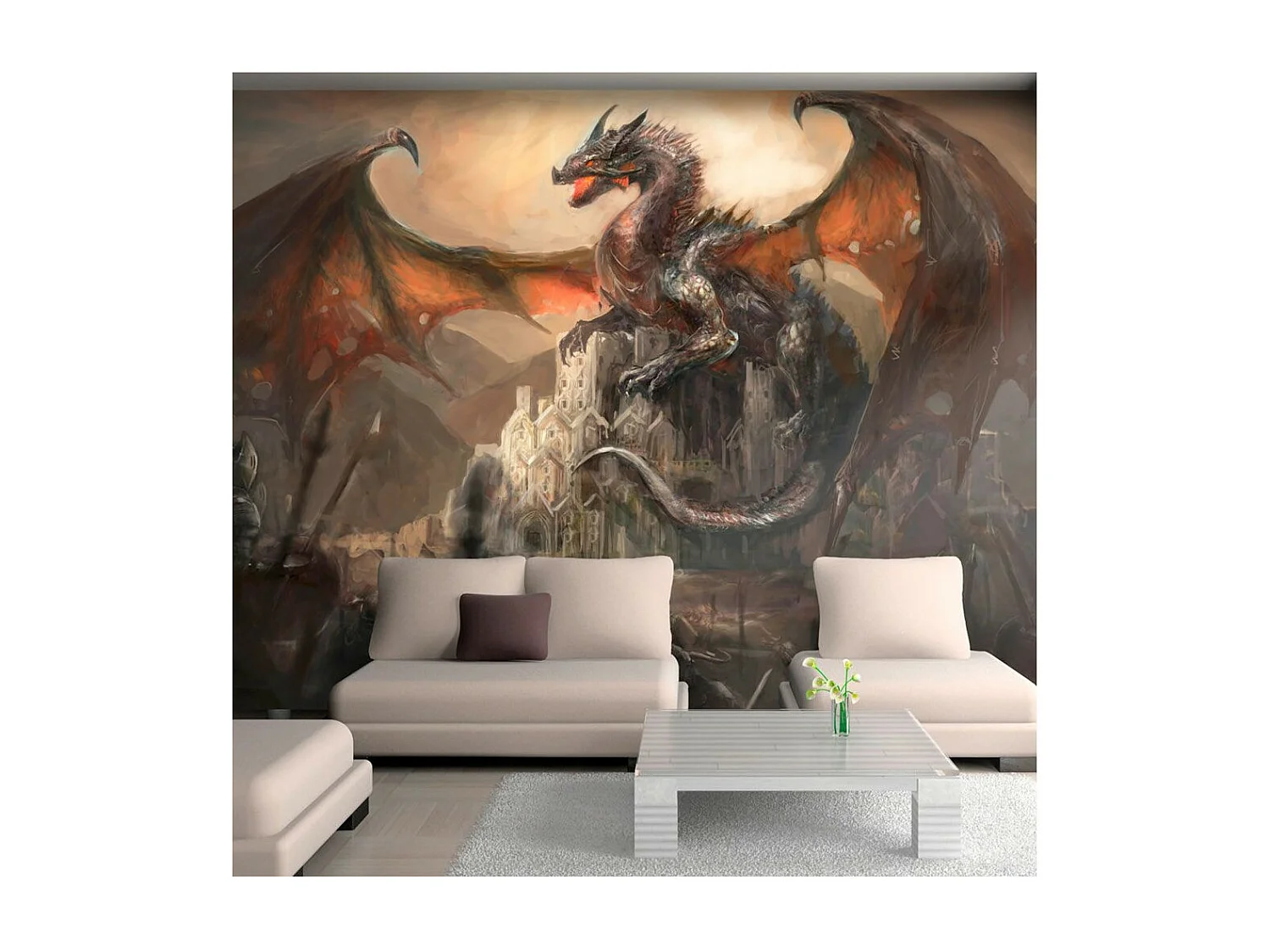 Papier Peint "Dragon Castle" 245 x 350 cm