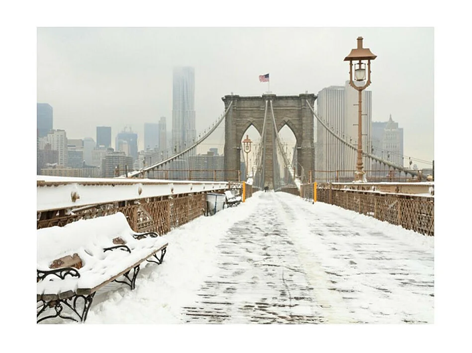 Papier Peint "Pont de Brooklyn Couvert de Neige" 231 x 300 cm