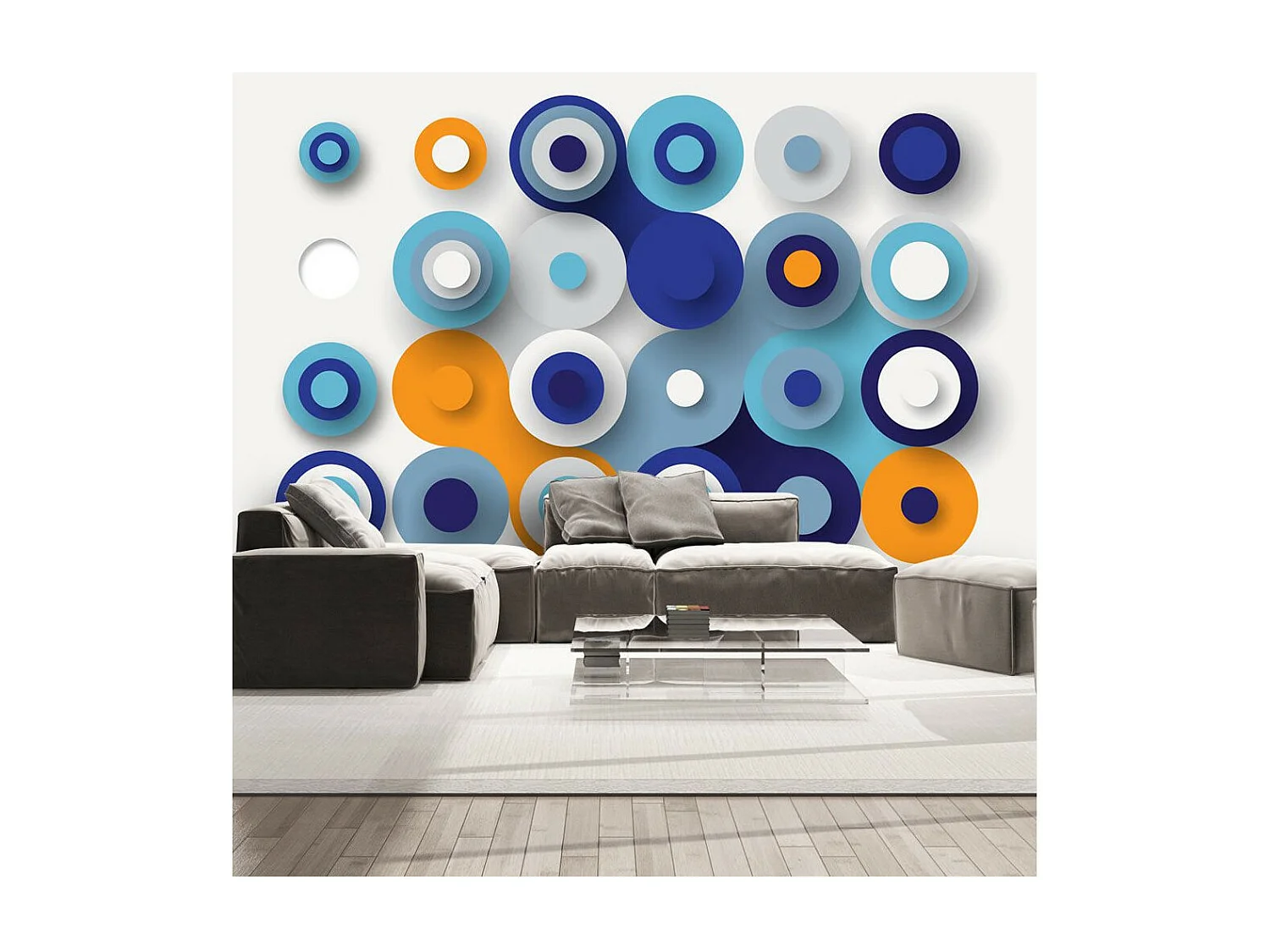 Papier Peint "Geometry of Blue Wheels" 175 x 250 cm