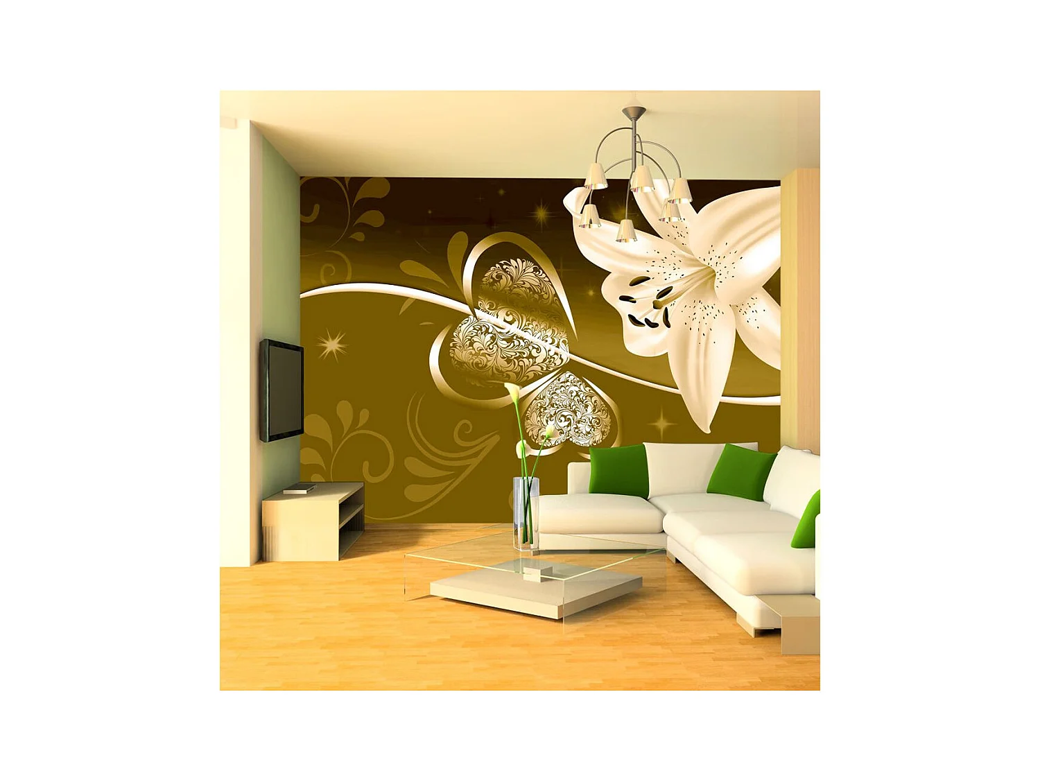 Papier Peint "Lily in Shades of Green" 70 x 100 cm