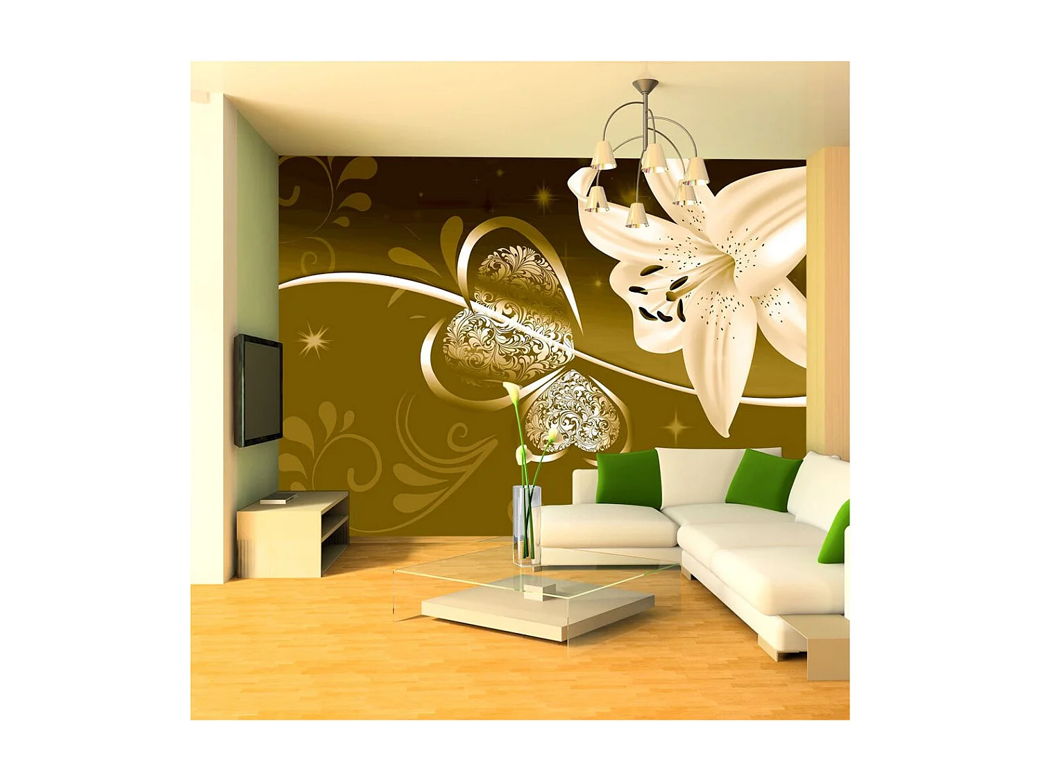 Papier Peint "Lily in Shades of Green" 70 x 100 cm