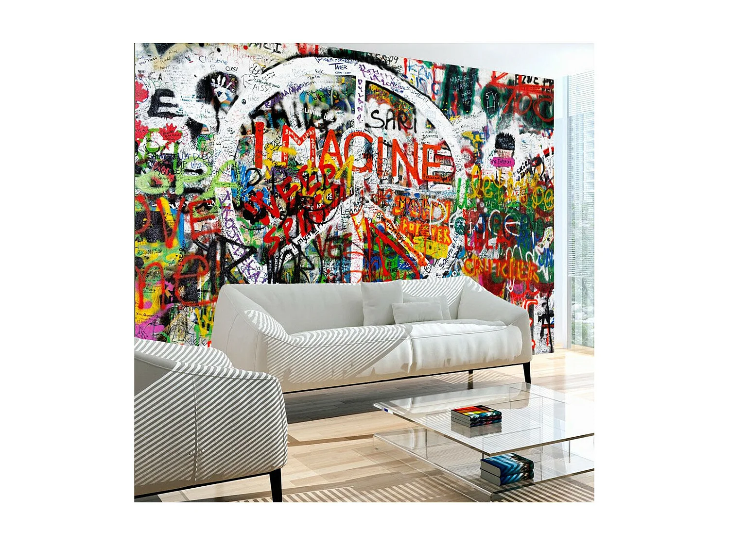 Papier Peint "Hippie Graffiti" 140 x 200 cm