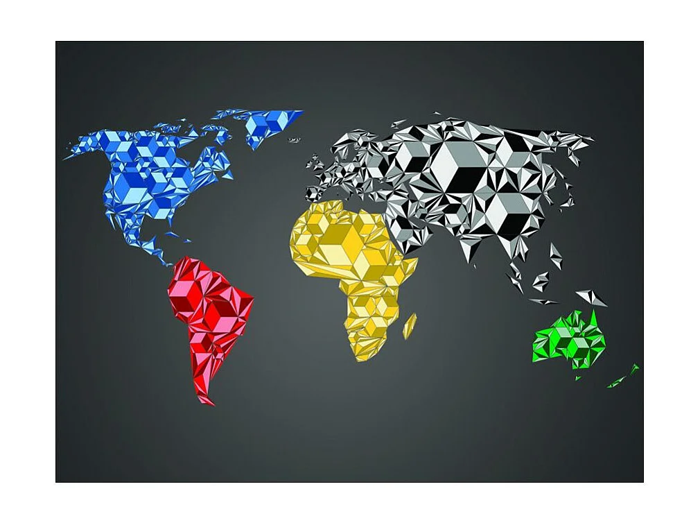 Papier Peint "Map of the World Colorful Solids" 270 x 350 cm