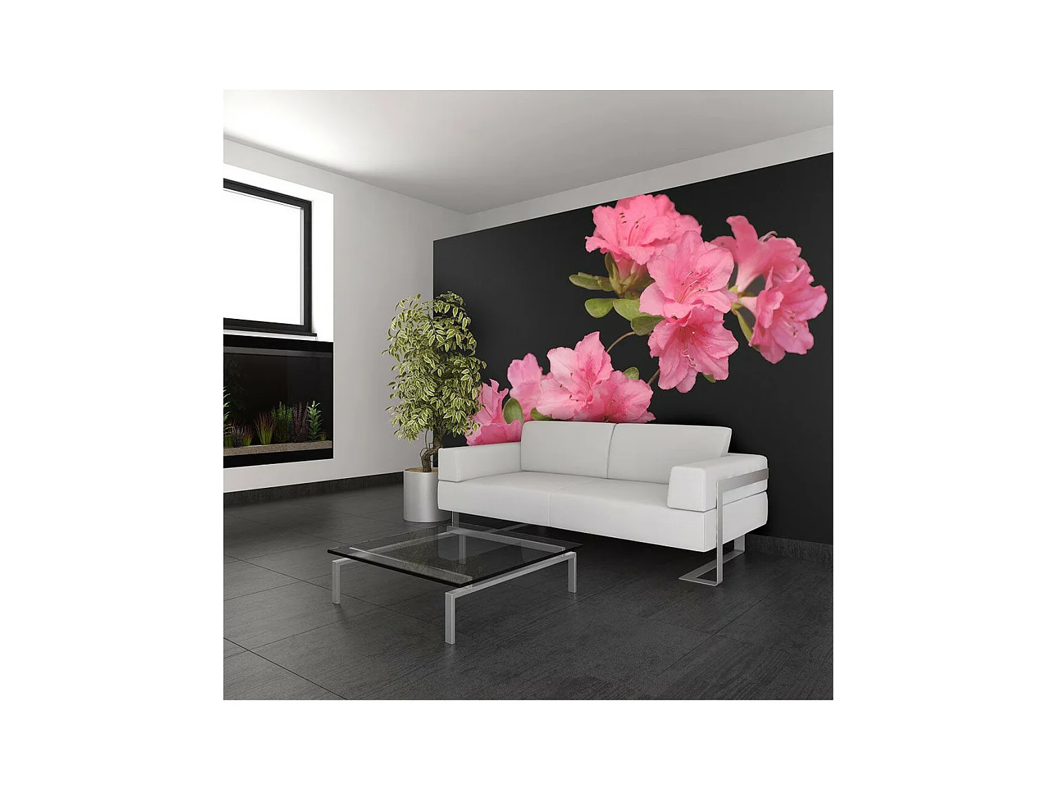 Papier Peint "Azalea in Black" 270 x 350 cm
