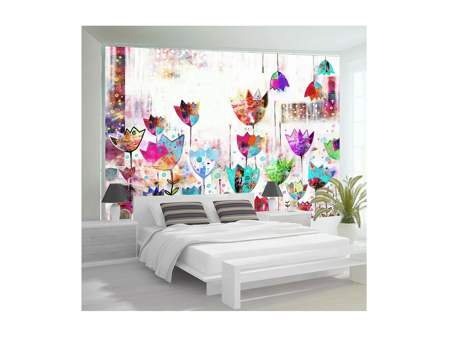 Papier Peint "Colorful Tulips" 70 x 100 cm