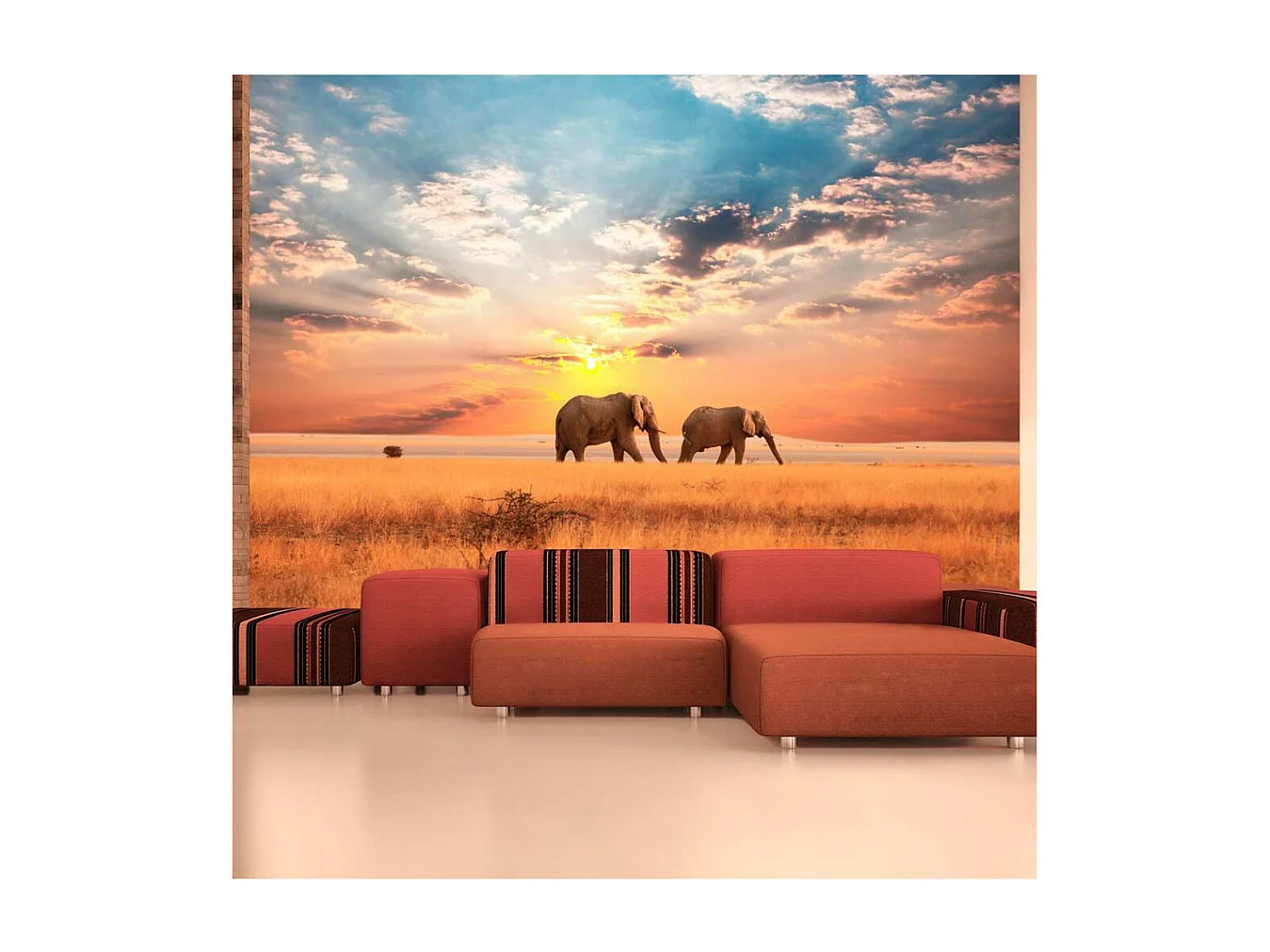 Papier Peint "Éléphants de Savane D'Afrique" 193 x 250 cm