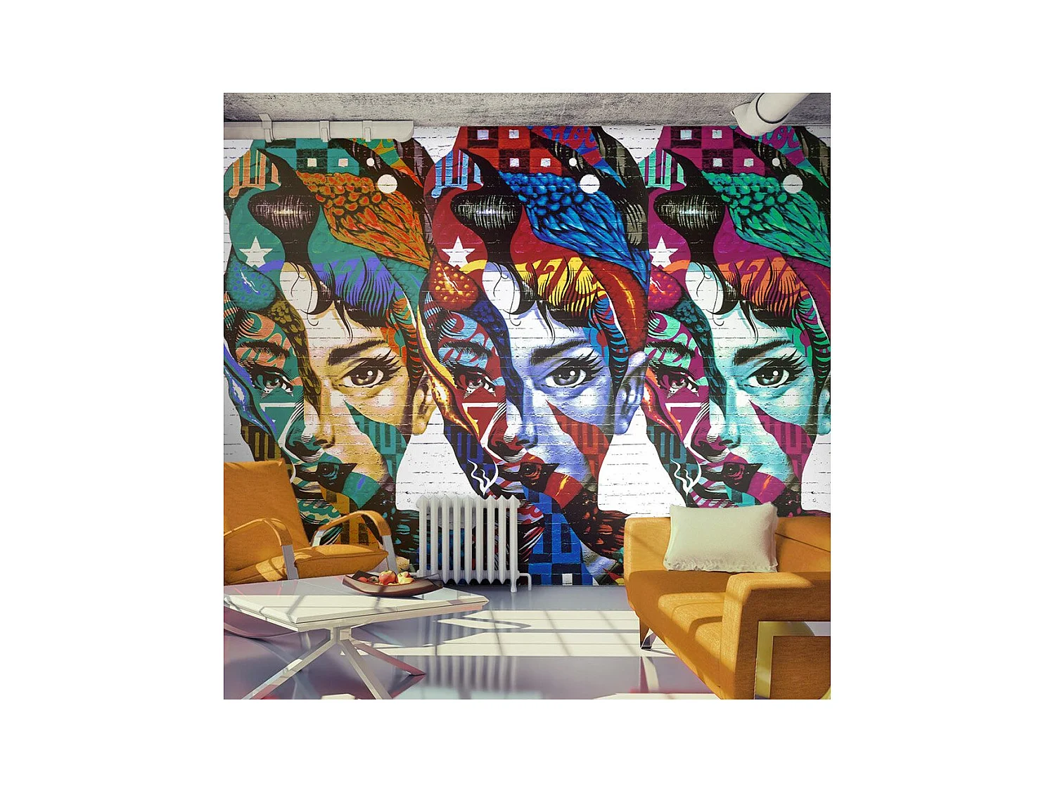 Papier Peint "Colorful Faces" 70 x 100 cm