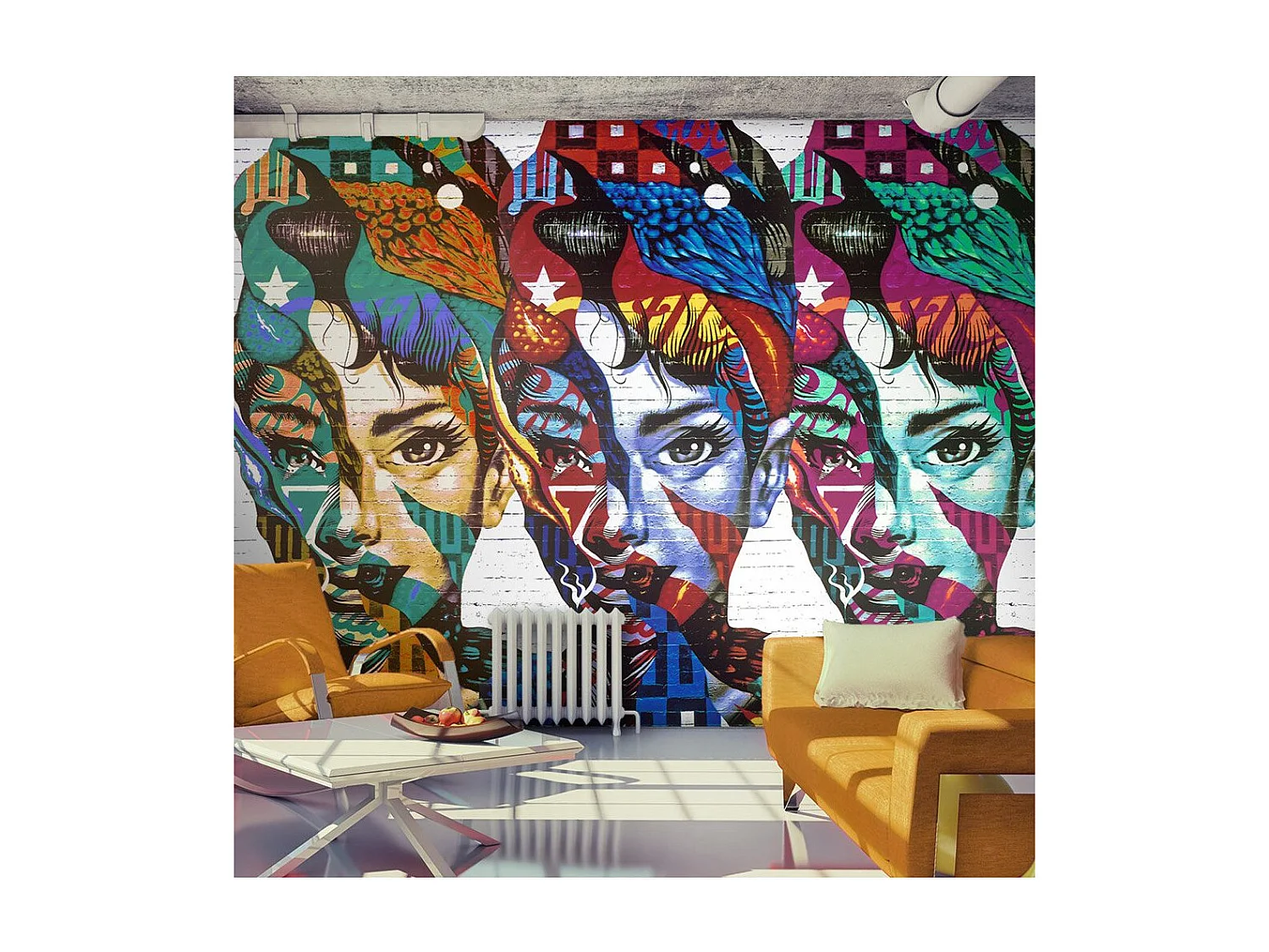 Papier Peint "Colorful Faces" 70 x 100 cm